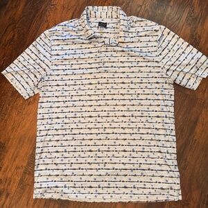 Greg Norman Polo Golf Shirt Blue Palm Print (J553) Men's X-Large XL Performance